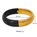 Minimalist gold and black striped titanium steel bangle bracelet with 60mm diameter - 16mm Wide (60mm Diameter) / Gold Black