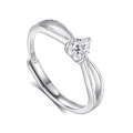 Adjustable S925 sterling silver ring featuring a heart-shaped crystal and intertwined bands - Fdjz-482-women's Model / Adjustable Open