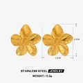 Boucles d'oreilles fleur dorées en acier inoxydable de 3,2 cm et poids léger de 12,5 g - Boucles d'Oreilles Fleur Simple Polie (ZN819-C) / Doré