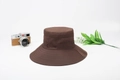 Dark brown wide-brim outdoor sun hat with breathable mesh and Outdoor embroidery - Coffee