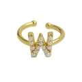 Offener Ring mit 18k Vergoldung, Buchstaben-W-Design und kleinen weißen Perlen - Buchstabe W / Gold