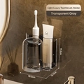 Wall-mounted toothbrush and cup holder in transparent grey for luxury bathroom storage - 1 Piece / Transparent Grey