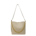Schicke beige PU-Leder Umhängetasche mit goldener Kette und verstellbarem Gurt - Dunkelkhaki