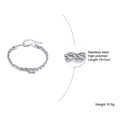 5mm silbernes Kordelarmband aus poliertem Edelstahl mit verstellbarer Verlängerung - 5mm--19+5CM / Stahlfarbe