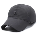 Casquette de baseball gris anthracite respirante en mesh perforé avec lettre R brodée 3D - Réglable / gris foncé