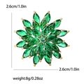 Broche flocon de neige rotative dorée avec zircons verts, design élégant de 2.6cm x 2.6cm - Vert