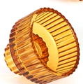 European amber ribbed glass candle holder base with textured vertical stripes decoration - Diamond Ribbed Style / Amber
