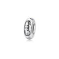 Silver 925 zodiac charm bead featuring a purple zircon stone for DIY jewelry - 925 Sterling Silver / PA0167-1 Aries