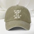 Casquette vintage en coton vert olive délavé avec slogan It’s Okay imprimé en blanc - Taille unique / Khaki Foncé