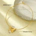 Collana girocollo dorata con farfalla e perla in acciaio inossidabile e misure - Farfalla Perla (NMSN-B346-1)