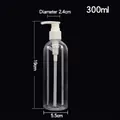 Detailed dimensions of 300ml transparent PET pump bottle with height and diameter specs - 300ml Clear Bottle (Lotion Pump)