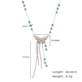 Collier papillon argenté avec perles turquoise et spécifications de taille - Papillon à perles bleues
