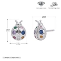 Especificaciones de tamaño de los pendientes de mariquita de plata 925 con circón colorido - Plata 925 chapada en oro blanco