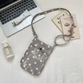 Sac bandoulière gris en velours côtelé à pois blancs avec poche en PVC transparent - Gris