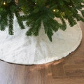 Jupe de sapin de Noël en peluche blanche avec broderies de flocons d'argent pailletés - Flocon de Neige d'Argent / 78CM