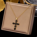 Gold - Black Stone Cross (0255-BK)