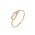 Elegante anello in acciaio al titanio oro rosa con zirconi in un design a goccia traforato - US 6 / Oro