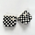 Two-piece winter plush checkerboard cosmetic bags with classic black and white pattern - Black & White Checkerboard