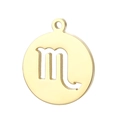 Colgante del signo zodiacal Escorpio dorado en diseño de metal redondo y calado - Escorpio Dorado (KLJ4463-Z)