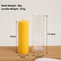 Detailed view of cylindrical acrylic candle mold with base stand for DIY candle making - Cylinder 5x15cm