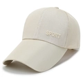 Beige atmungsaktive Mesh-Baseballkappe mit SPORT-Stickerei und verlängerter Krempe für Herren - Verstellbar / Sport Stickerei Khaki