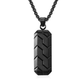 Pendente esagonale da uomo motivo pneumatico con catena vintage in acciaio inox - Pendente Singolo Nero