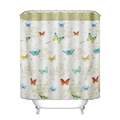 Polyester shower curtain featuring vintage butterfly patterns and green border - Butterfly Flower