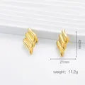 18K gold plated stainless steel wavy earrings measuring 42mm by 21mm and weighing 11.2g - Gold Wavy Streamlined