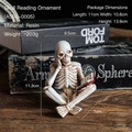 Skeleton reading book resin sculpture with vintage bone texture for shelf decor - Skeleton Sitting Reading A556-0005