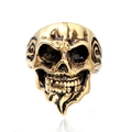Men's punk skull ring in golden stainless steel with polished finish on white background - US 7 / Gold