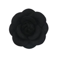 Elegant black fabric camellia flower brooch pin for women's vintage wedding suits - No Pearls / Black