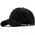 Klassische schwarze Baseballkappe mit Streifenmuster, gebogenem Rand und Texturdesign - Verstellbar / Schwarz