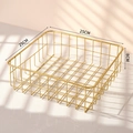 Golden square wire mesh fruit bowl in Nordic style, 25cm minimalist metal storage basket - Large / Gold
