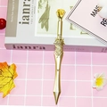 Golden alloy sword-shaped gel pen with yellow gemstone and ornate embossed handle - Golden Diamond Sword / 0.5mm