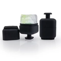 Black 2-in-1 silicone face ice roller and facial cleansing brush for skincare routine - Square Model - Black