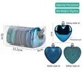 6-piece set of blue heart-shaped Christmas ornaments in glossy, matte, and glitter finishes - Style 07-Blue Glossy Matte Glitter Heart Set