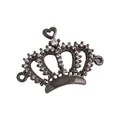 DIY crown and heart shaped connector in black plating with sparkling cubic zirconia - M588985-Black