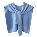 Light blue core-spun yarn knitted shawl wrap with elegant front knotted tie design - Sky Blue