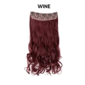 Single piece wine red long wavy hair extension with 5 clips for volume - Burgundy