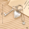 Portachiavi a cuore argento con targhetta 'I love you' e catena a sfere per borse - Ciondolo / Stile Chiave a 8 (K3746)