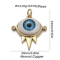 Golden evil eye pendant in copper with blue crystals for DIY jewelry making - CX141-10 (Gold Blue White Composite Eye)