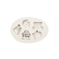 Witte siliconen vorm met 2,5 cm Kerstman, laarzen en hoed motieven voor DIY bakken - Multi Patroon Ovalen Stijl (15-385) / Grijs