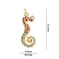 Detail view of 18K gold plated seahorse pendant with colorful stones and 21.5mm height - Colorful Gem Seahorse