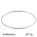 Flat silver snake bone necklace 450mm long and 3mm wide with a lobster clasp - Smooth Thin Style (KN107114-Z)