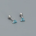 S925 sterling silver clover stud earrings featuring turquoise stones and screw ball backs - 925 Silver / Platinum Tone Turquoise