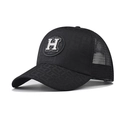 Casquette trucker noire avec broderie H argentée et motif jacquard sur fond blanc - Réglable / H Noir