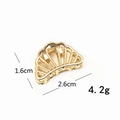 Mini golden metal hair claw clip with cutout design measuring 2.6cm by 1.6cm - Scallop Gold