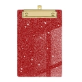 Sparkly red glitter acrylic clipboard with a polished gold metal clip for office - Glitter - Red