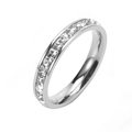 Silver titanium steel eternity ring featuring square-cut sparkling zirconia stones - US 7 / Single Row / Silver
