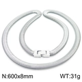Collar de cadena de serpiente plana de acero inoxidable plata 600x8mm con brillo - Color Acero (KN228489-KFC)
